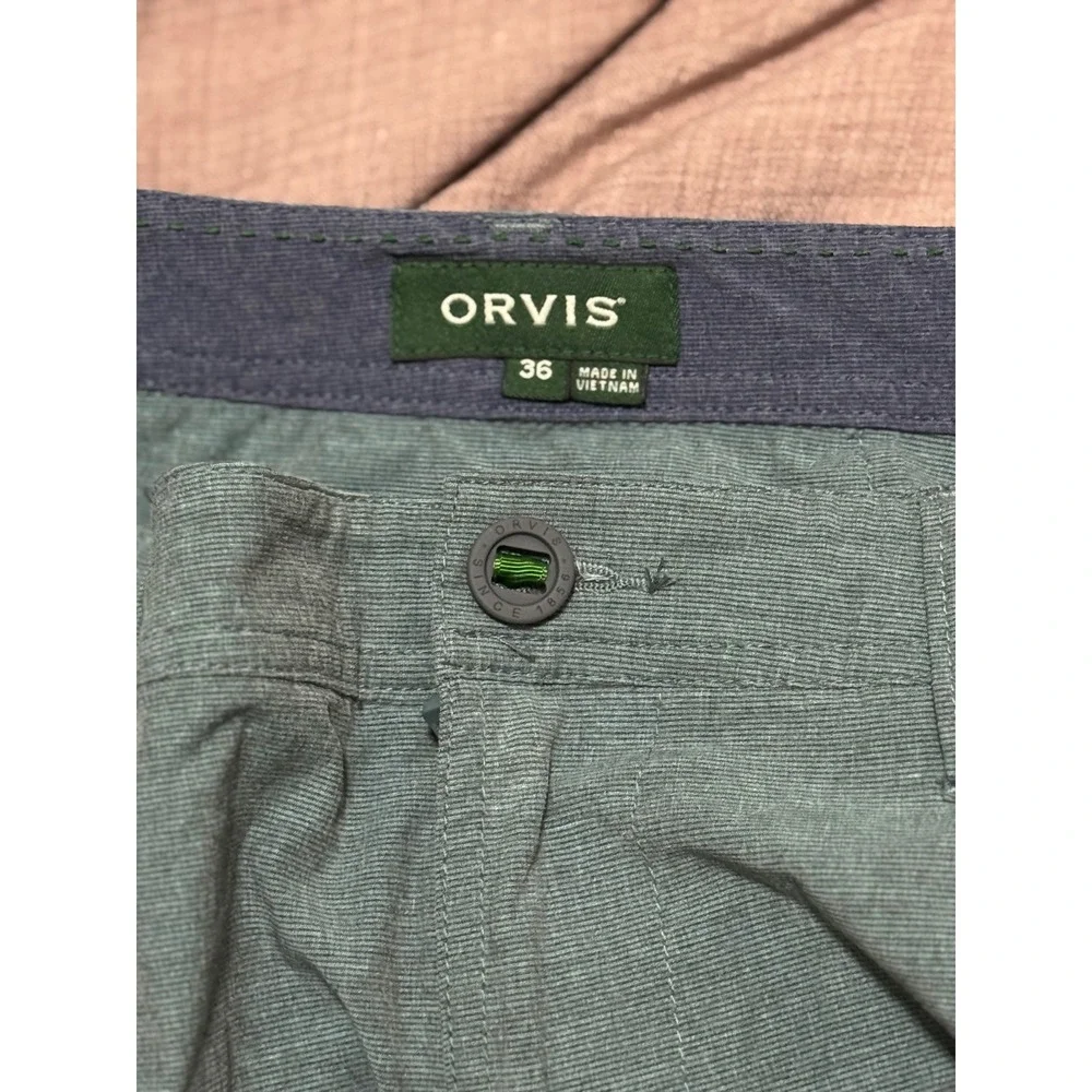 Orvis Shorts Mens Size 36 - Blue Grey / Sage - Flat Front Chino Shorts
